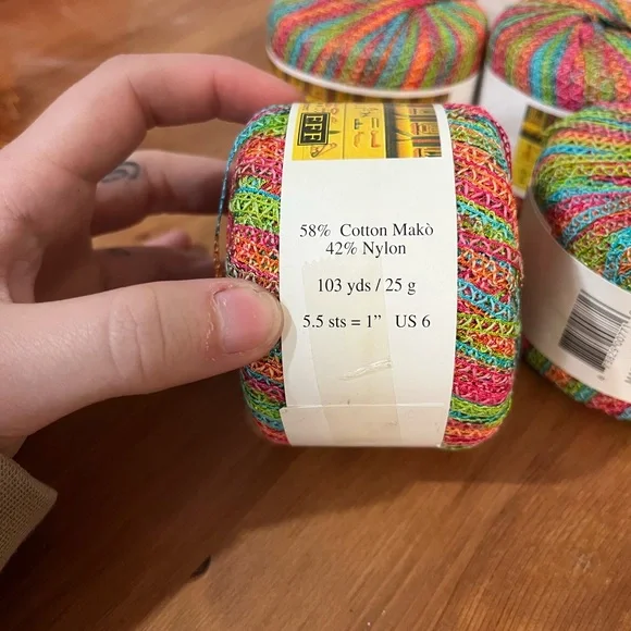 KARNAK Italian Lace MULTICOLOR  crochet RIBBON YARN PInks & Greens - Picture 5 of 6